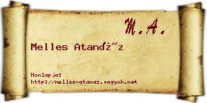 Melles Atanáz névjegykártya